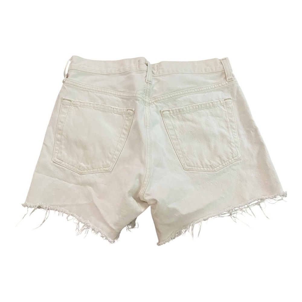 AGOLDE Parker Long Denim Cut Off Shorts Sz 25 White A9010 100% Organic Cotton - Picture 2 of 5